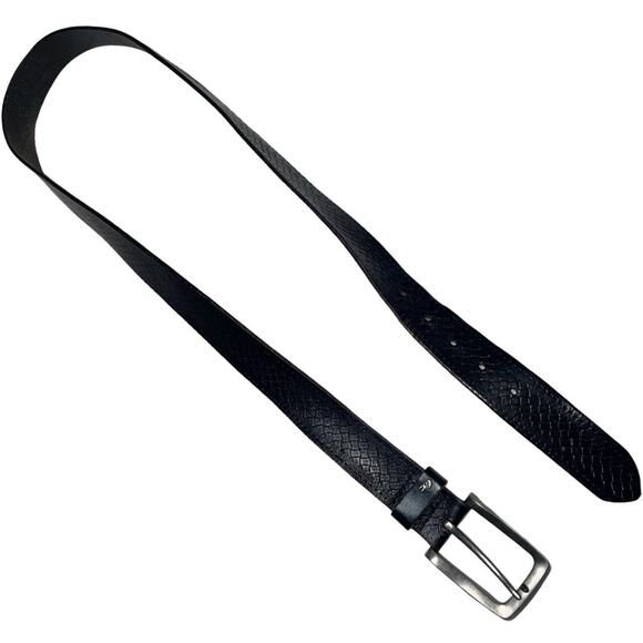 John Varvatos Black Textured Leather Belt Size: 38 - Picture 5 of 7